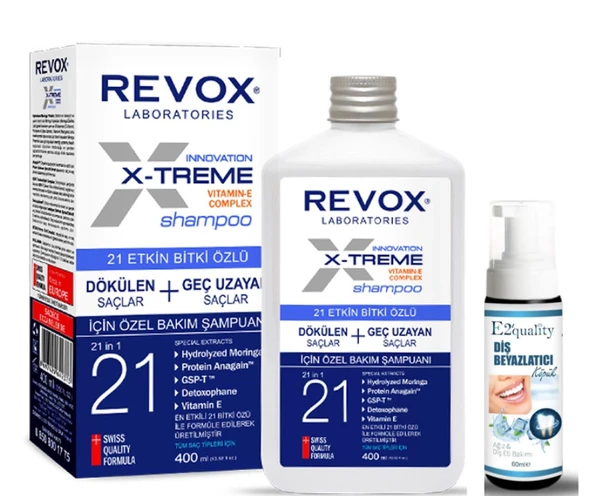 Revox X-Treme Dökülen Saçlar İçin 21 Etkin Bitki Özlü Şampuan 400 ml- Diş Beyazlatıcı Köpük Hediye ürün görseli 1