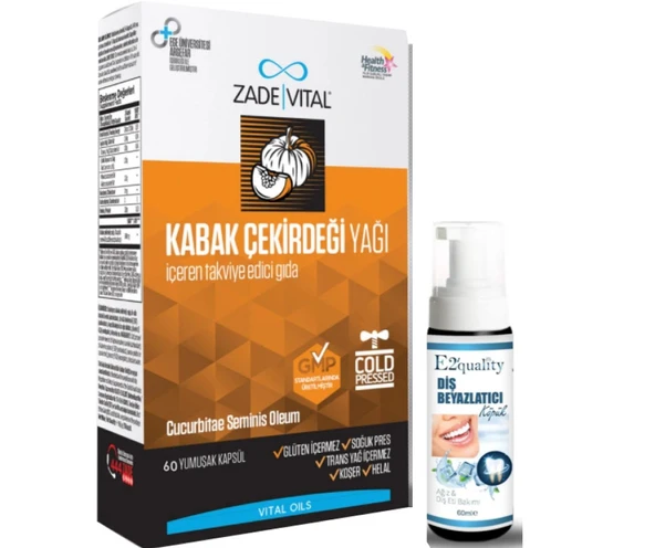 Zade Vital Kabak Çekirdeği Yağı 60 Kapsül- Diş Beyazlatıcı Köpük Hediye ürün görseli 1