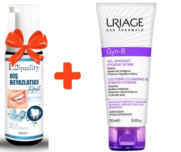 E2'quality Diş Beyazlatıcı Köpük + Uriage GYN-8 Soothing Intimate Hygiene Cleansing Gel 100 ML Temizleme Jeli ürün görseli 1
