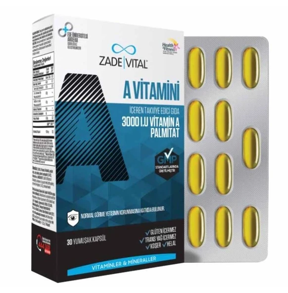 Zade Vital A Vitamini 30 Yumuşak Kapsül ürün görseli 1