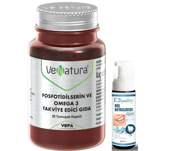 VeNatura Fosfotidilserin ve Omega 3 Takviye Edici Gıda 30 Yumuşak Kapsül - Diş Beyazlatıcı Köpük Hediye ürün görseli 1