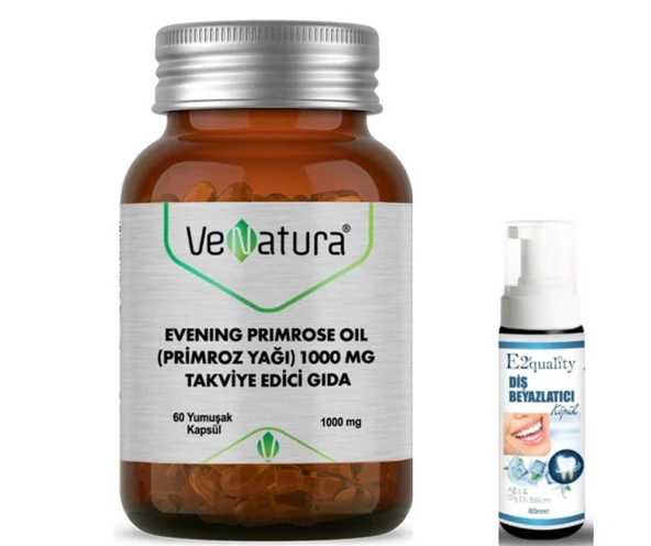 VeNatura Evening Primrose Oil (Primroz Yağı) 1000 mg 60 Kapsül - Diş Beyazlatıcı Köpük Hediye ürün görseli 1