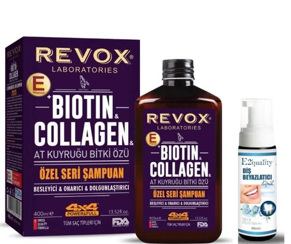 Revox Biotin Collagen At Kuyruğu Bitki Özü Şampuan 400 ml- Diş Beyazlatıcı Köpük Hediye ürün görseli 1