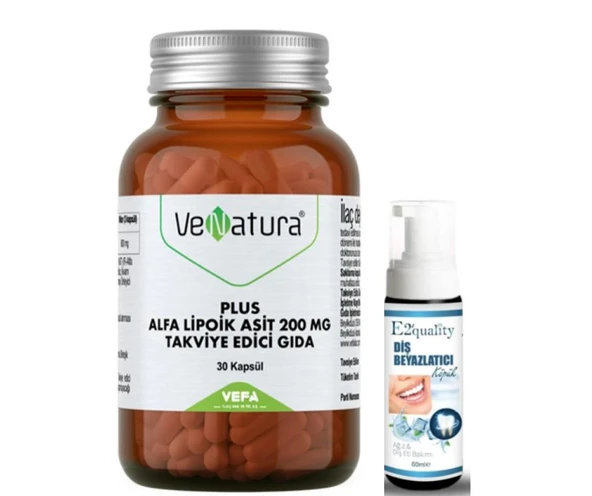 Venatura Plus Alfa Lipoik Asit 200 mg Takviye Edici Gıda 30 Kapsül - Diş Beyazlatıcı Köpük Hediye ürün görseli 1