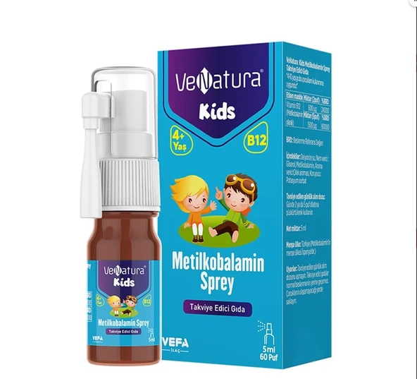 Venatura Kids B12 Metilkobalamin 5 ml 60 Puf Sprey ürün görseli 1