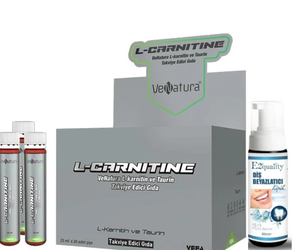 VeNatura L-karnitin ve Taurin Takviye Edici Gıda 25 ml x 20 adet Şişe  - Diş Beyazlatıcı Köpük Hediye ürün görseli 1