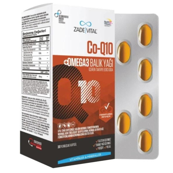 Zade Vital Co-Q10 Omega3 Balık Yağı İçeren Takviye Edici Gıda 30 Kapsül ürün görseli 1