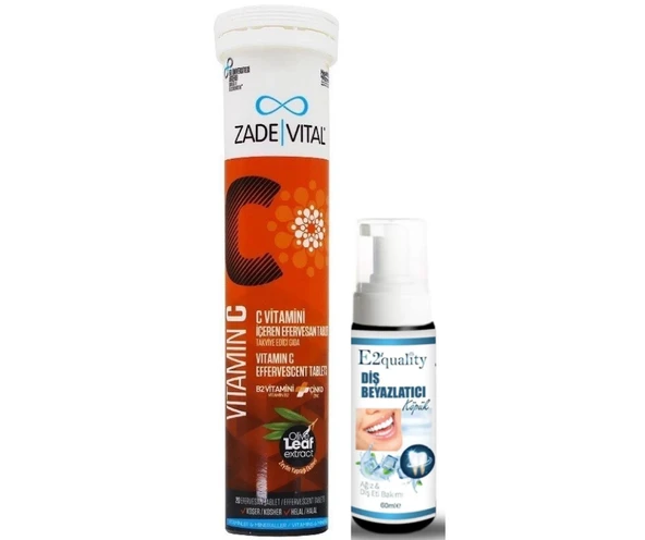 Zade Vital Vitamin C Takviye Edici Gıda 20 Efervesan Tablet- Diş Beyazlatıcı Köpük Hediye ürün görseli 1