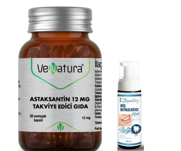 VeNatura Astaksantin Takviye Edici Gıda 30 Yumuşak Kapsül  - Diş Beyazlatıcı Köpük Hediye ürün görseli 1