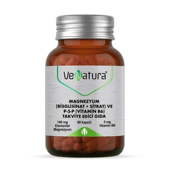 VeNatura Magnezyum (Bisglisinat+Sitrat) ve P5P (Vitamin B6) 60 Kapsül ürün görseli 1