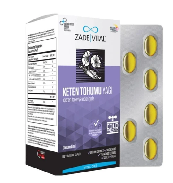 Zade Vital Keten Tohumu Yağı 625 mg 60 Kapsül ürün görseli 1