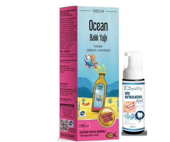 Orzax Ocean Omega3 Şurup 150 ml - Karışık Meyve Aromalı - Diş Beyazlatıcı Köpük Hediye ürün görseli 1