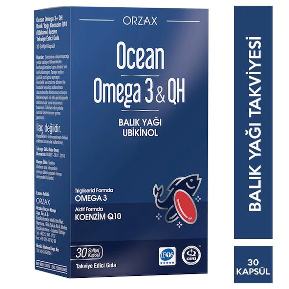 Ocean Omega 3 & QH Takviye Edici Gıda 30 Kapsül - Diş Beyazlatıcı Köpük Hediye ürün görseli 1