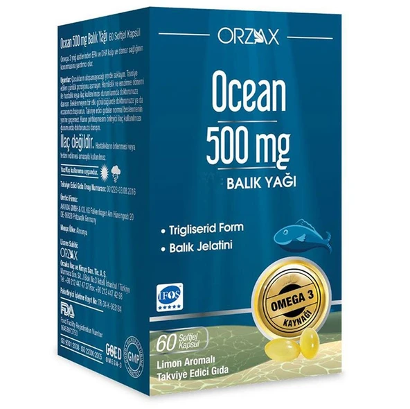 Orzax Ocean Balık Yağı 500mg 60 Kapsül ürün görseli 1