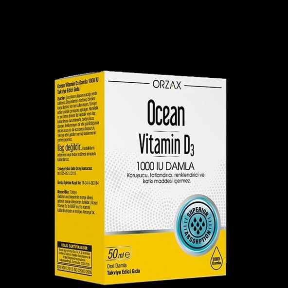Ocean Vitamin D3 1000 IU Damla 50 ml - Diş Beyazlatıcı Köpük Hediye ürün görseli 1