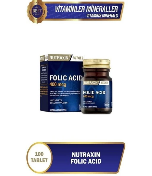 Nutraxin Folic Acid 400 Mcg 100 Tablet ürün görseli 1