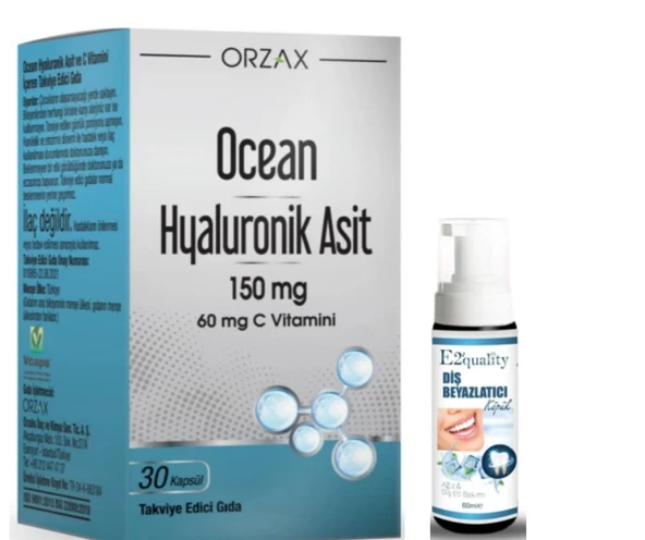 Orzax Ocean Hyaluronik Asit 150 mg 30 Kapsül - Diş Beyazlatıcı Köpük Hediye ürün görseli 1