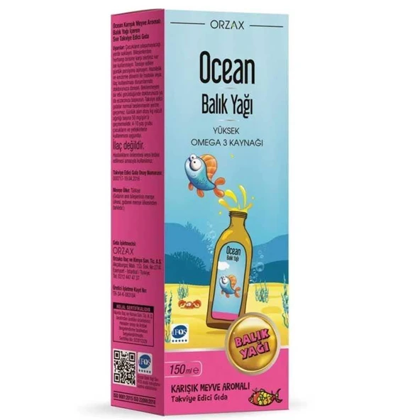 Ocean Omega3 Şurup 150 ml - Karışık Meyve Aromalı - Diş Beyazlatıcı Köpük Hediye ürün görseli 1
