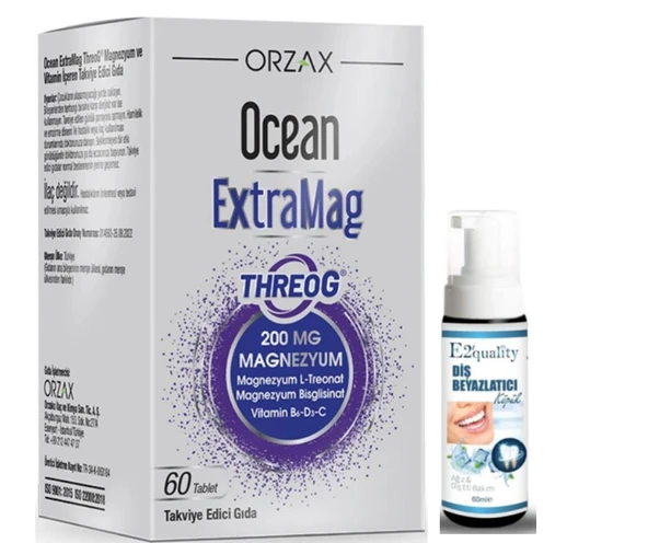 Orzax Ocean ExtraMag Threog Takviye Edici Gıda 60 Tablet - Diş Beyazlatıcı Köpük Hediye ürün görseli 1