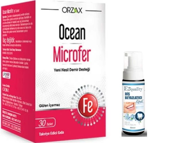 Orzax Ocean Microfer Takviye Edici Gıda 30 Tablet - Diş Beyazlatıcı Köpük Hediye ürün görseli 1
