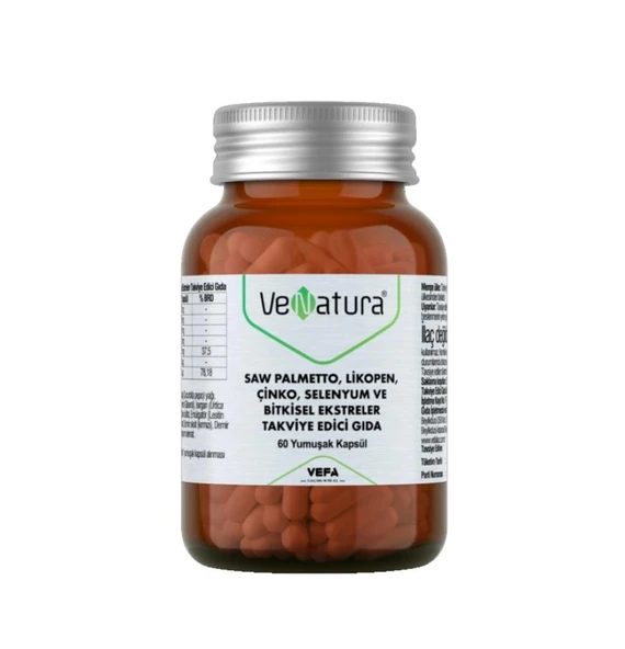 VeNatura Saw Palmetto, Likopen, Çinko, Selenyum 60 Yumuşak Kapsül ürün görseli 1