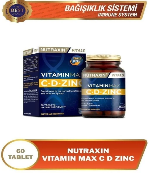 Nutraxin Vitamin Max C + D Zinc 60 Tablet ürün görseli 1