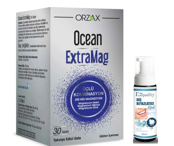 Orzax Ocean ExtraMag Üçlü Kombinasyon 30 Tablet - Diş Beyazlatıcı Köpük Hediye ürün görseli 1