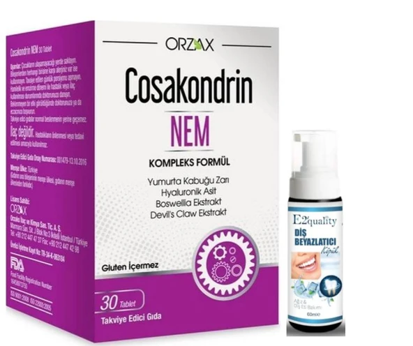 Orzax Cosakondrin Nem 30Tablet - Diş Beyazlatıcı Köpük Hediye ürün görseli 1