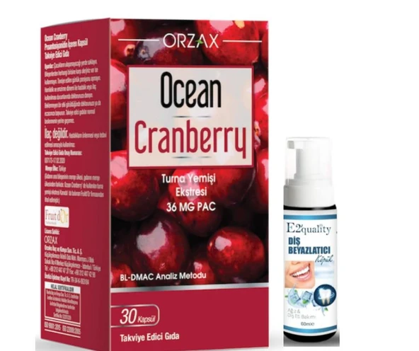 Orzax Ocean Cranberry Turna Yemişi Ekstresi 30 Tablet Takviye Edici Gıda - Diş Beyazlatıcı Köpük Hediye ürün görseli 1