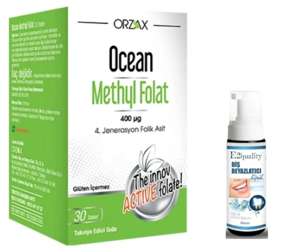 Orzax Ocean Methyl Folat 30 Tablet - Diş Beyazlatıcı Köpük Hediye ürün görseli 1