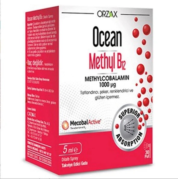 Orzax Ocean Methyl B12 1000Mg Sprey 5ml ürün görseli 1