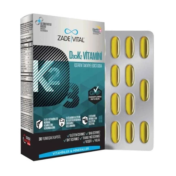 Zade Vital Vitamin D3 + K2 30 Kapsül ürün görseli 1