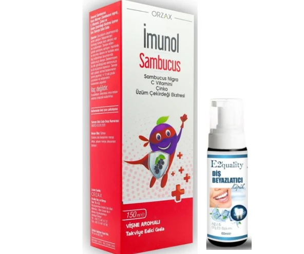 Orzax Ocean İmunol Sambucus Sıvı Takviye Edici Gıda 150 ml - Diş Beyazlatıcı Köpük Hediye ürün görseli 1