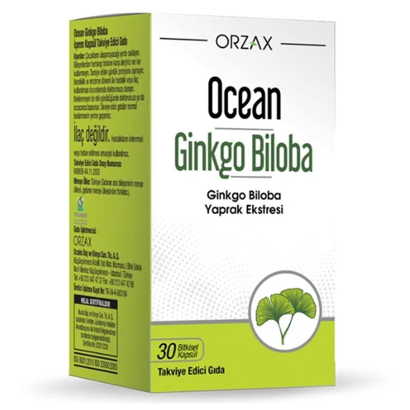 Ocean Ginkgo Biloba Takviye Edici Gıda 30 Bitkisel Kapsül - Diş Beyazlatıcı Köpük Hediye ürün görseli 1