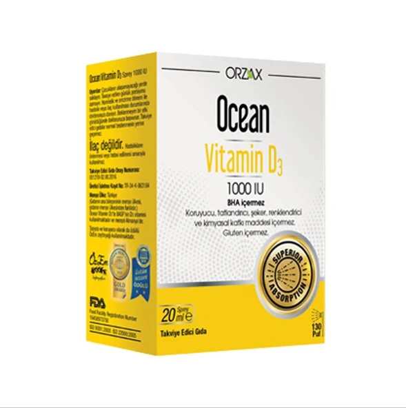 Orzax Ocean Vitamin D3 Sprey 20 ml ürün görseli 1