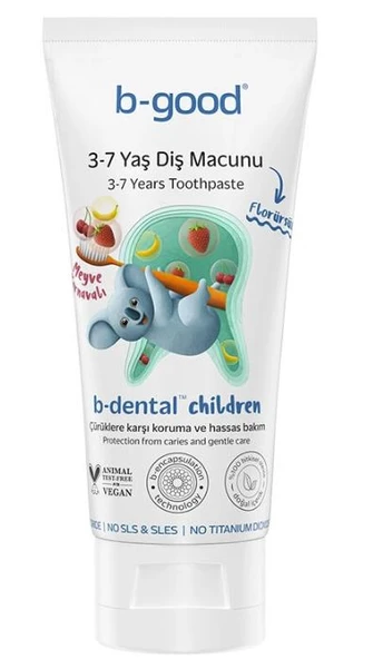b-good b-dental 3-7 Yaş Çocuk Diş Macunu Florürsüz Meyve Karnavalı 50 ml ürün görseli 1