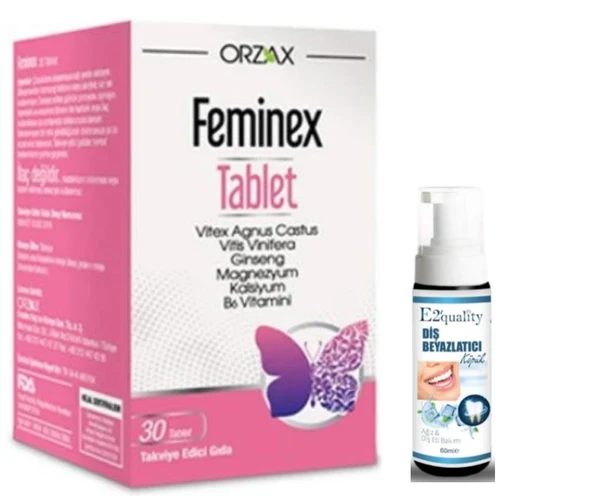 Orzax Feminex 30 Tablet - Diş Beyazlatıcı Köpük Hediye ürün görseli 1