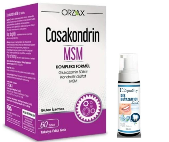 Orzax Cosakondrin MSM 60 Tablet - Diş Beyazlatıcı Köpük Hediye ürün görseli 1