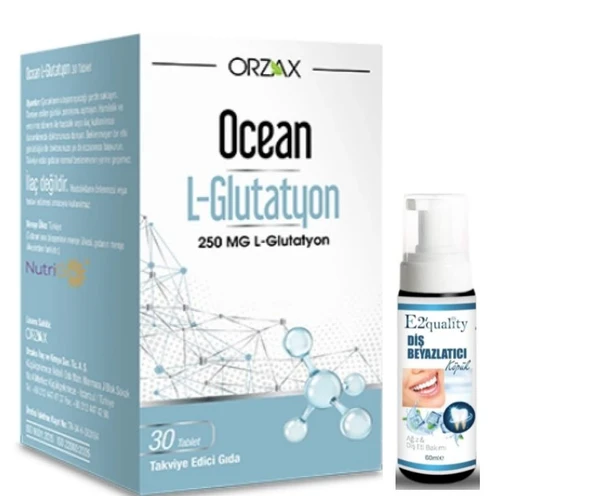 Orzax Ocean L-Glutathione 250 mg 30 Tablet Takviye Edici Gıda - Diş Beyazlatıcı Köpük Hediye ürün görseli 1