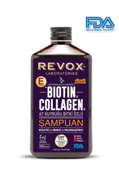 Revox Bıotın & Collagen Ve At Kuyruğu Bitki Özü + E Vitamini Katkılı Özel Saç Bakım Şampuanı 400 Ml ürün görseli 1