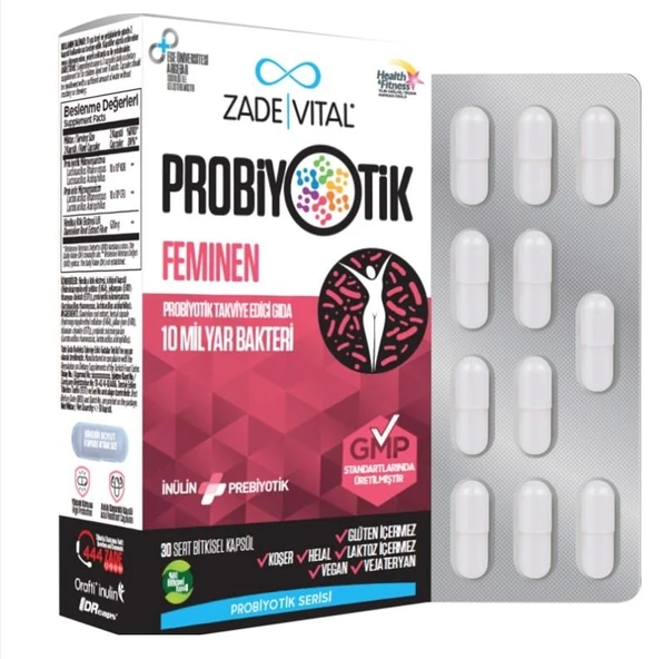 Zade Vital Feminen Probiyotik Takviye Edici Gıda 30 Kapsül ürün görseli 1