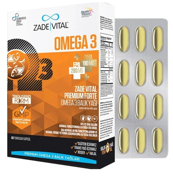 Zade Vital Omega 3 Forte Balık Yağı 40 Yumuşak Kapsül ürün görseli 1