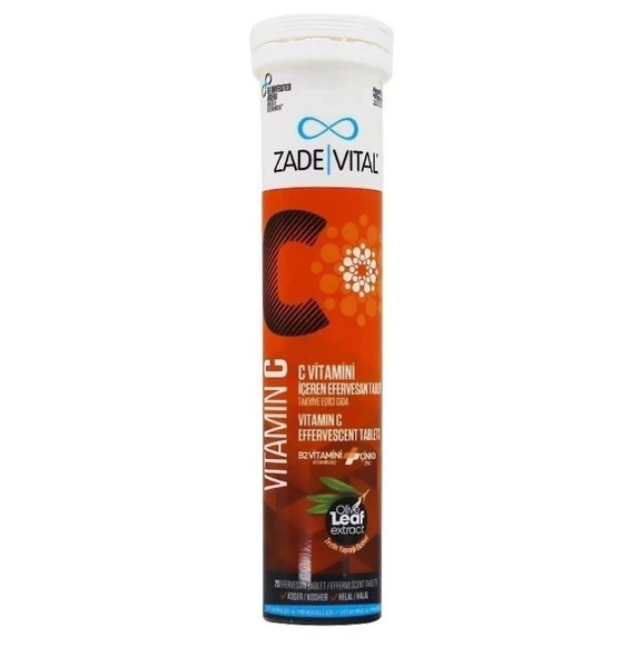 Zade Vital Vitamin C Takviye Edici Gıda 20 Efervesan Tablet ürün görseli 1