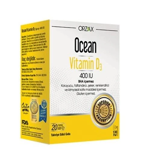 Orzax Ocean Vitamin D3 400 IU Sprey 20ml ürün görseli 1