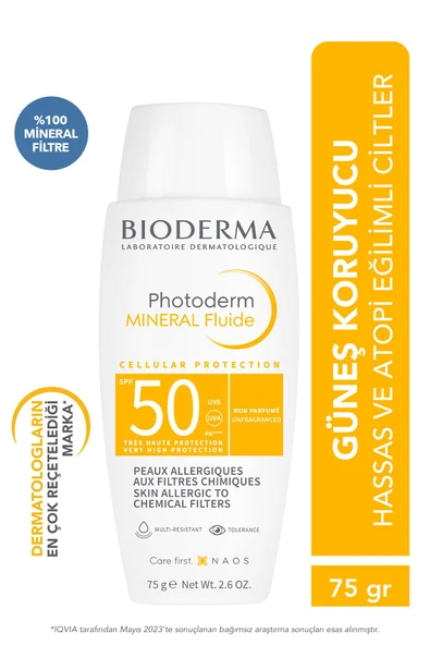 MINERAL FLUID SPF50+ SKIN PROTECTIVE SUNSCREEN FOR VERY SENSITIVE SKIN 75 GR GKHAİR393 ürün görseli 1