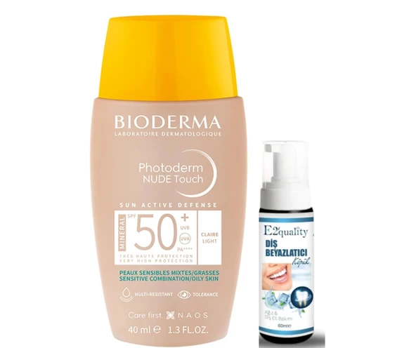 Bioderma Photoderm Nude Touch SPF50+ Light 40 ml- Diş Beyazlatıcı Köpük Hediye ürün görseli 1