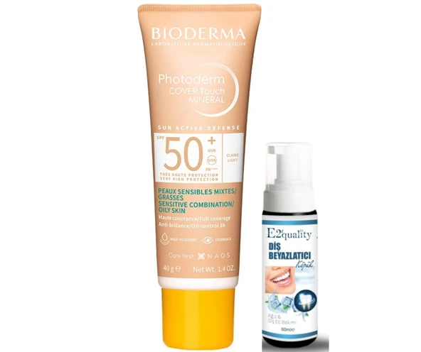 Bioderma Photoderm Cover Touch Mineral SPF 50 40 gr - Light- Diş Beyazlatıcı Köpük Hediye ürün görseli 1