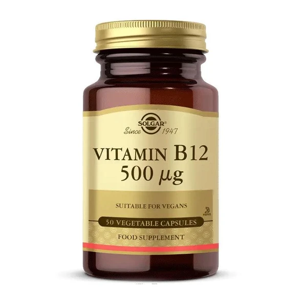 Solgar Vitamin B12 500 MG 50 Kapsül - Diş Beyazlatıcı Köpük Hediye ürün görseli 1