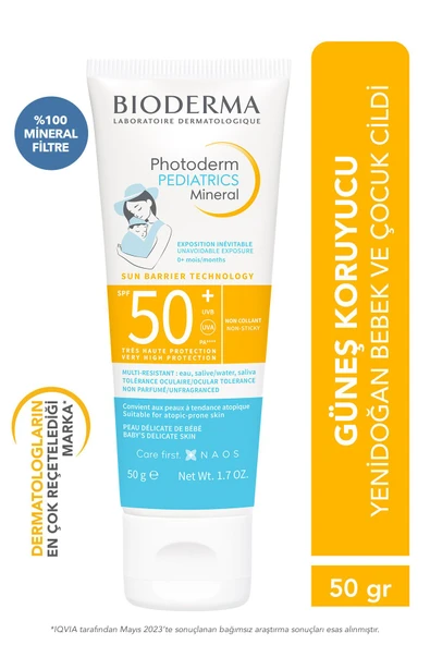 MINERAL SPF50+ NEWBORN BABY CHILD SKIN PROTECTIVE SUNSCREEN 50 GR GKHAİR379 ürün görseli 1