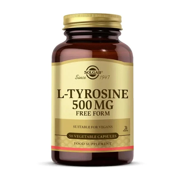 Solgar L-Tyrosine 500 Mg 50 Kapsül - Diş Beyazlatıcı Köpük Hediye ürün görseli 1